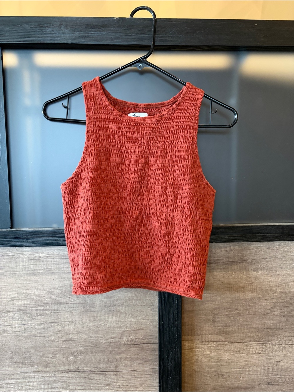 Rust Smocked Sleeveless Crop Top